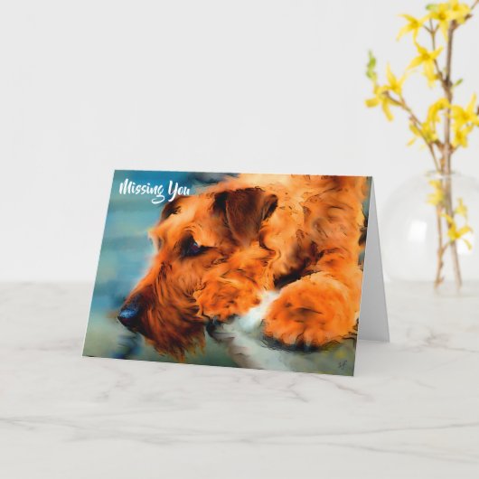 Carte Irlandais Terrier Chien Vous Manquant Blank Inside (Fleur jaune)