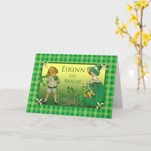 Carte Irlande Forever St. Patrick's Day en gaélique irla (Fleur jaune)