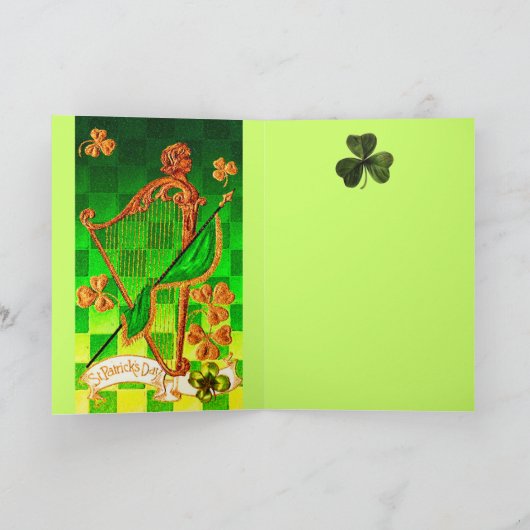 Carte IRLANDE HARP, OR VERT SHAMROCK St Patrick's Day (Intérieur)