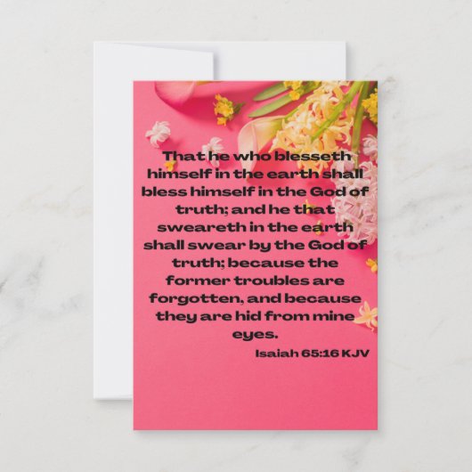 Carte Isaïe 65:16 KJV Bible Écriture Pic Salutation (Devant)