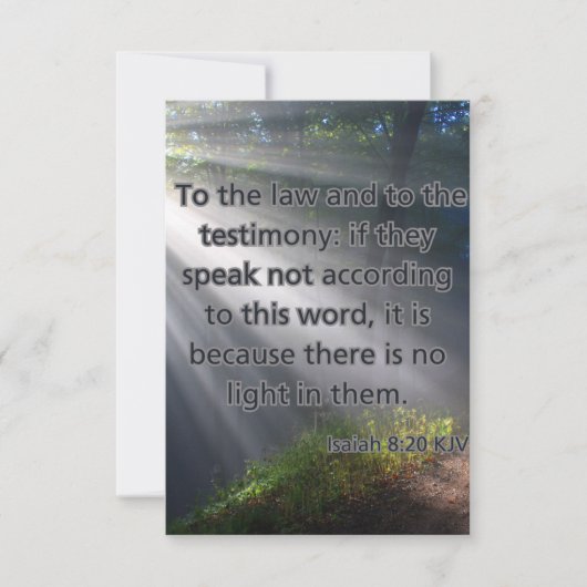 Carte Isaïe 8:20 KJV Bible Écriture Pic Salutation (Devant)