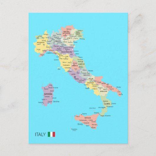 Carte isolée des régions d'Italie (Devant)