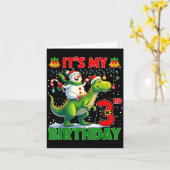 Carte It’s My 3rd Birthday Xmas Snowman Riding Dinosaur  (Fleur jaune)