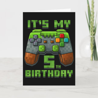 Carte It’s My 5th Birthday Shirt Gamer Video Pixel Game 