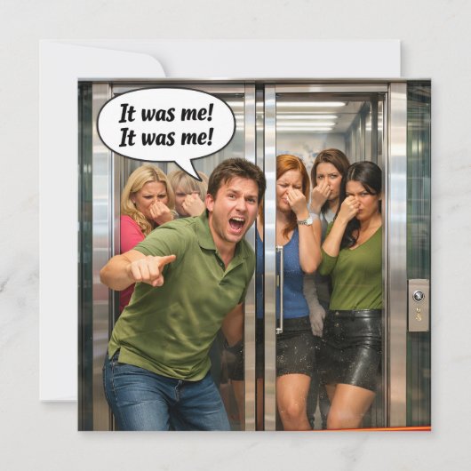 Carte It was me funny elevator fart humour flat (Devant)