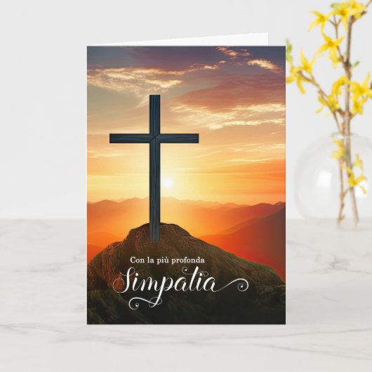 Carte Italian Sympathy Con la Comprensione Sunset Cross (Fleur jaune)