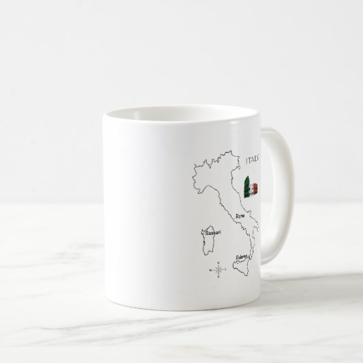 Carte Italie Café Mug - Design moderne Voyage (Devant droit)