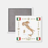 Carte Italie + Magnet des drapeaux (Recto/Verso)