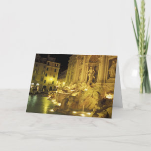 Carte Italie, Rome. Fontaine de Trevi la nuit.