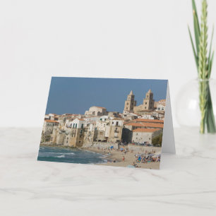 Carte Italie, Sicile, Cefalu, Ville avec Duomo de