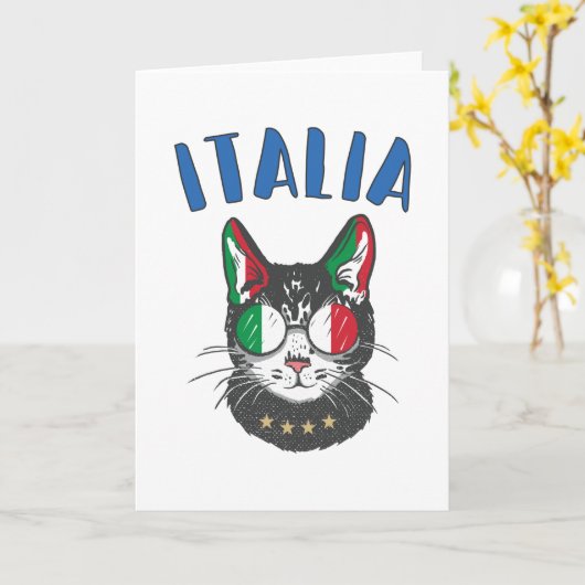 Carte Italie Soccer Chat Mascotte drapeau italien (Fleur jaune)