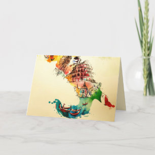 Carte Italie vintage City Travel Love Aquarelle