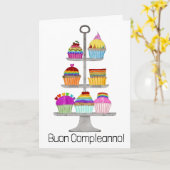 Carte Italien Anniversaire Rainbow couleurs cupcakes Car (Fleur jaune)