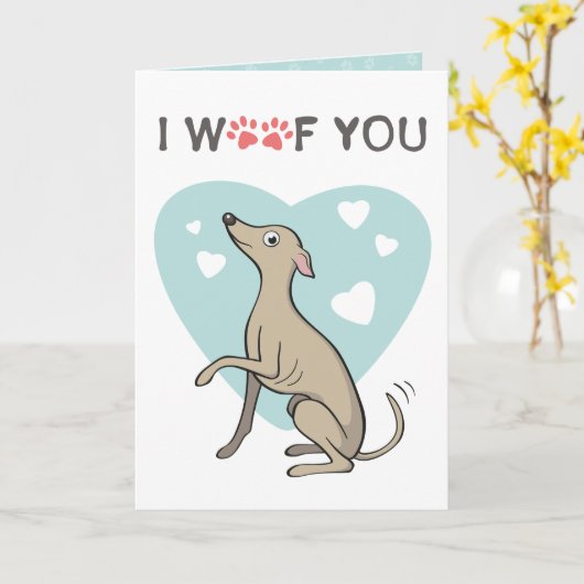 Carte Italien Greyhound Fawn Iggy mignonne Cartoon Dog L (Fleur jaune)