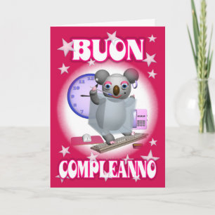 Carte Italien Joyeux Anniversaire-Buon Compleanno -Koala