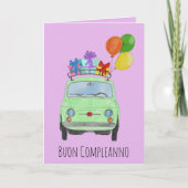 Carte italienne Anniversaire Retro Fiat 500 (Devant)