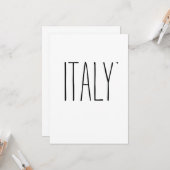 Carte Italy - minimalistic typography card (Devant/Arrière en situation)