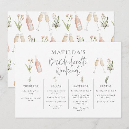 Carte Itinéraire de la bachelorette fleur sauvage d'aqua (Devant / Derrière)