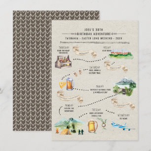 Carte Itinéraire de week-end d'anniversaire   Tasmanie
