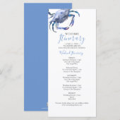 Carte Itinéraire du Mariage de crabe bleu aquarelle (Devant / Derrière)