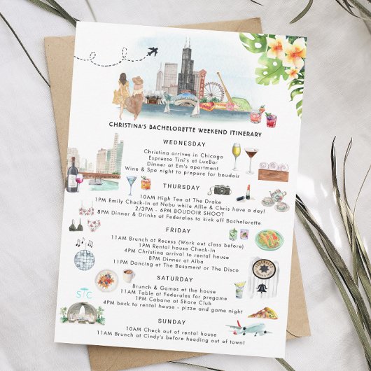 Carte Itinéraire du week-end de bachelorette | Chicago