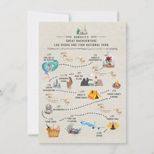 Carte Itinéraire du week-end de bachelorette | Las Vegas (Devant)