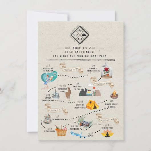 Carte Itinéraire du week-end de bachelorette | Las Vegas (Devant)