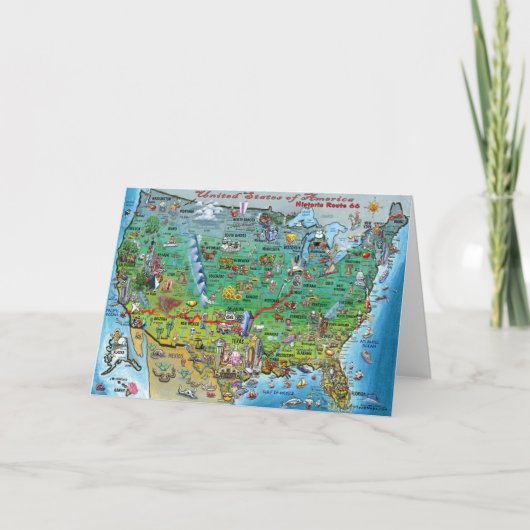 Carte Itinéraire historique 66 des Etats-Unis (Devant)