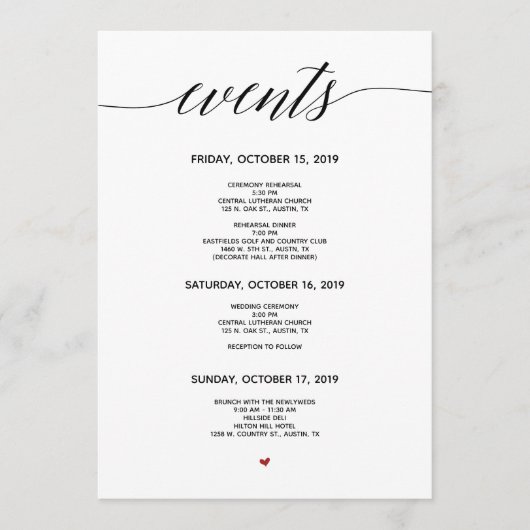 Carte Itinéraire Mariage de calligraphie simple et (Devant)