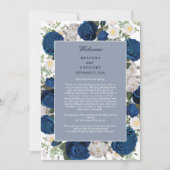 Carte Itinéraire Mariage Floral bleu moderne (Devant)