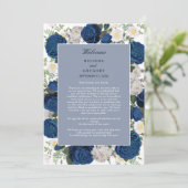 Carte Itinéraire Mariage Floral bleu moderne (Debout devant)