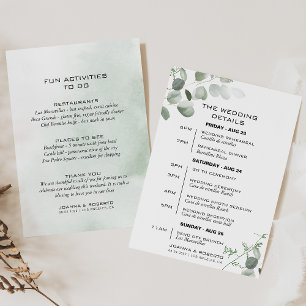 Carte Itinéraire minimaliste Mariage Eucalyptus
