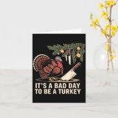 Carte It's A Bad Day To Be A Turkey Funny Turkey Christm (Fleur jaune)