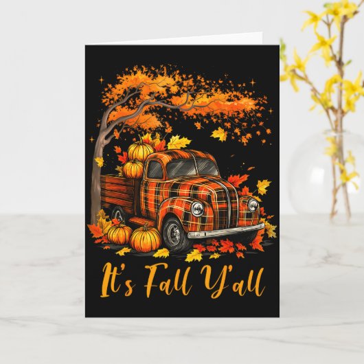 Carte It's Fall Y'all Pumpkin Truck Autumn Tree Hello Fa (Fleur jaune)
