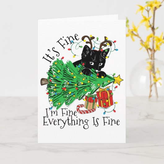 Carte It's Fine I'm Fine Everything Is Fine Fun Christma (Fleur jaune)