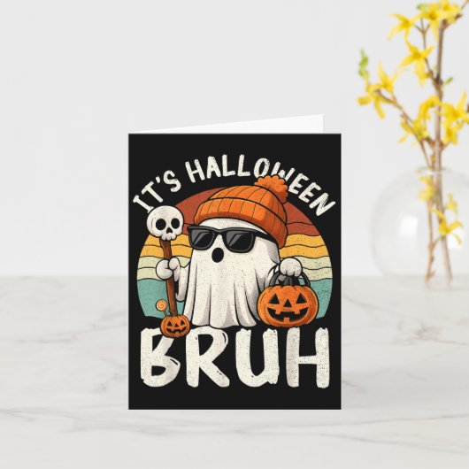 Carte It's Halloween Bruh Boo Ghost Pumpkin Costume Boys (Fleur jaune)