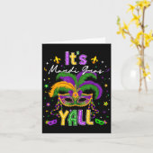 Carte It's Mardi Gras Y'all Feathered Mask Carnival Men (Fleur jaune)