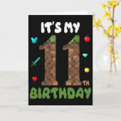 Carte Its My 11th Birthday Funny 11 Yrs Old Video Gamer (Fleur jaune)