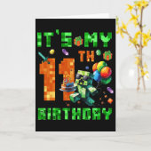Carte It's My 11th Birthday Pixel Number Video Game Game (Fleur jaune)