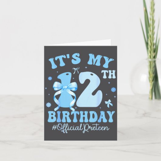 Carte It's My 12th Birthday Girl Coquette Bow Blue 12 Ye (Devant)
