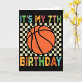 Carte It's My 7th Birthday Sketll 7 Year Old Player Love (Fleur jaune)