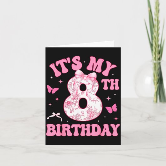Carte It's My 8th Birthday Nk Coquette Bow 8 Year Old Bi (Devant)
