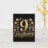 Carte It's My 9th Golden Birthday 9 Year Old Bday Groovy (Fleur jaune)