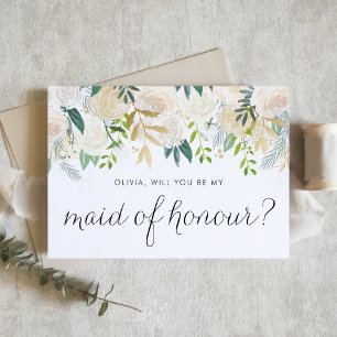 Carte Ivory Floral Garland Serez-vous ma servante d'honn