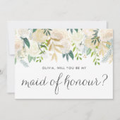 Carte Ivory Floral Garland Serez-vous ma servante d'honn (Devant)