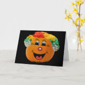 Carte Jack o' Lantern Clown Face, Citrouille d'Halloween (Fleur jaune)