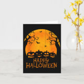 Carte Jack-o'-lantern Face Joyeux Halloween Citrouilles  (Fleur jaune)