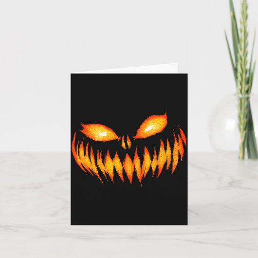 Carte Jack O Lantern Y Carved Pumpkin Face Halloween Cos (Devant)