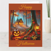 Carte Jack O'Lantern en forêt Éffrayante à Halloween (Devant)