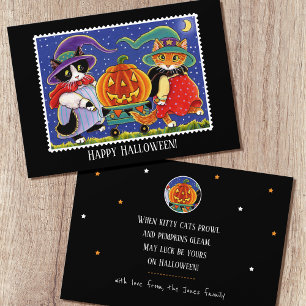Carte Jack O'Lantern Halloween Chat plat